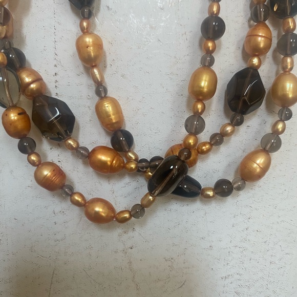 Smoky Topaz and Freshwater Pearl Necklace - Picture 3 of 9